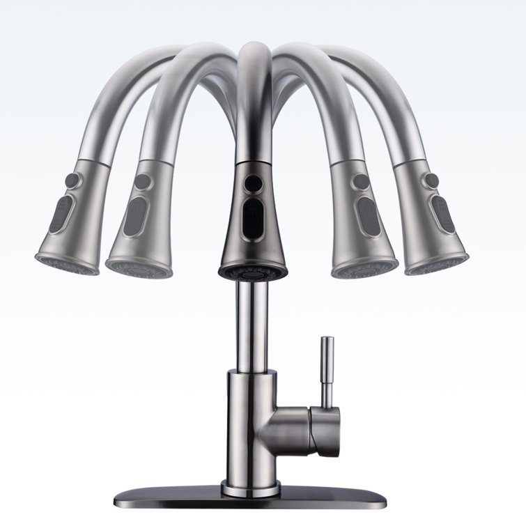 Brushed Gold Stainless Steel Pull Down Kitchen Faucet