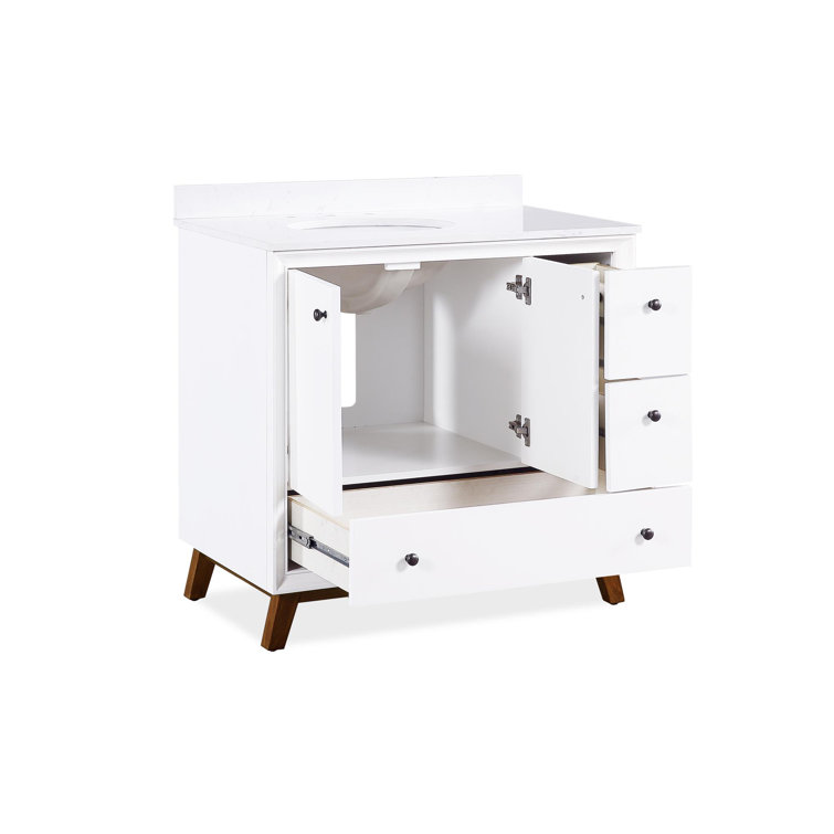 Bleeker 36'' White Wood Bathroom Vanity with Granite Top
