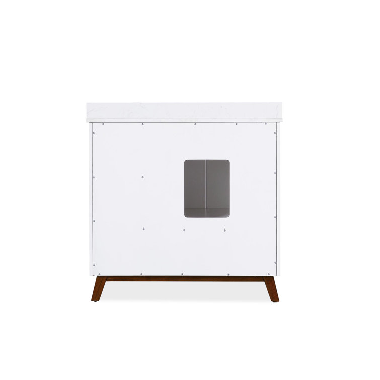 Bleeker 36'' White Wood Bathroom Vanity with Granite Top