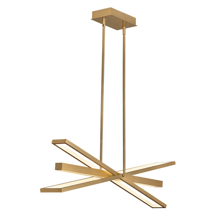 Modern Articulating LED Pendant in Lacquered Brass - 36" Width