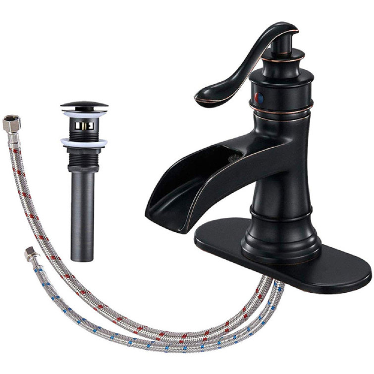 Oil Rubbed Bronze Single Handle Waterfall Bathroom Faucet with Drain Kit