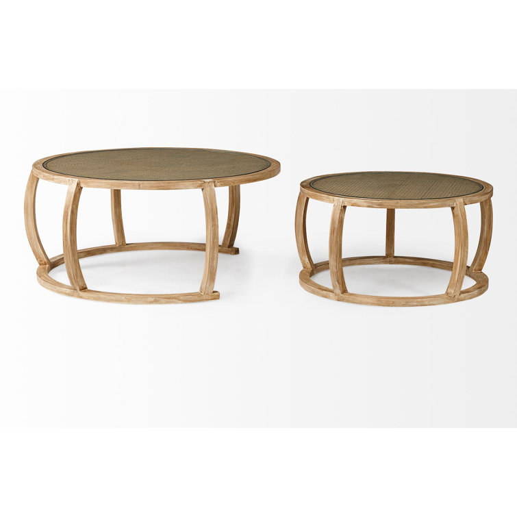 Hubbard Round Wood and Glass Nesting Coffee Table Set