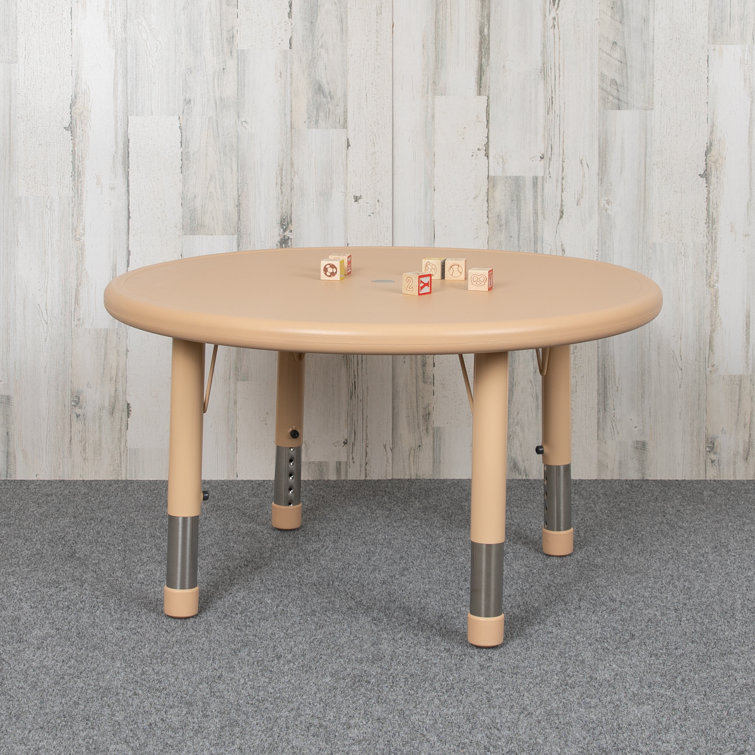 Green 33" Round Plastic Adjustable Height Activity Table