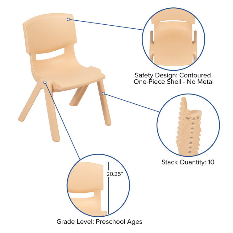 Natural Plastic Height Adjustable Kids Activity Table Set with 6 Chairs