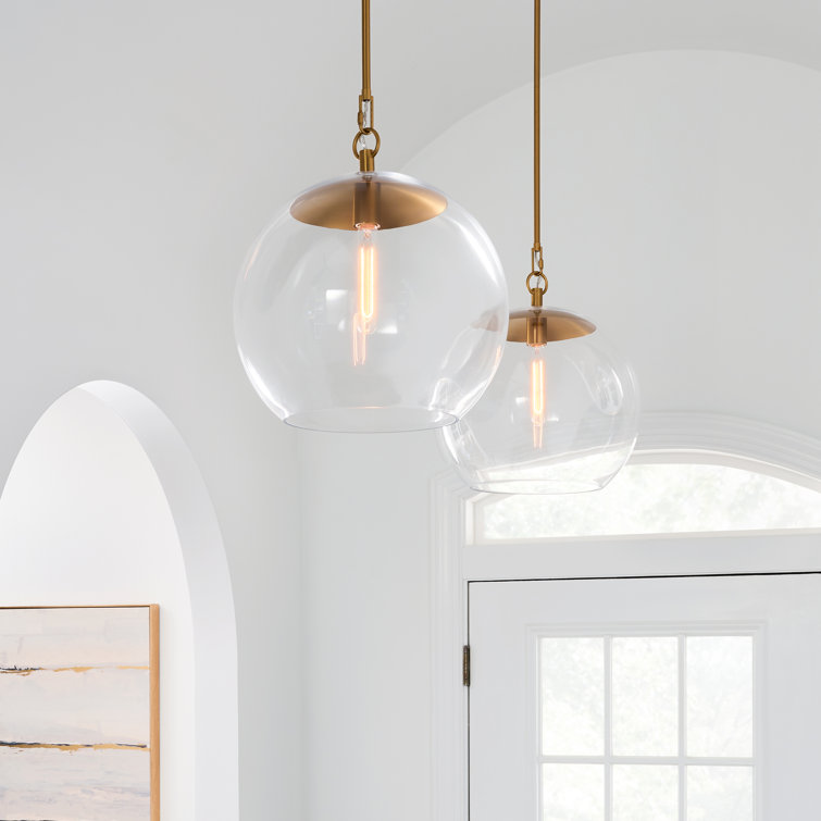 Burnished Brass Globe Pendant with Clear Glass Shade