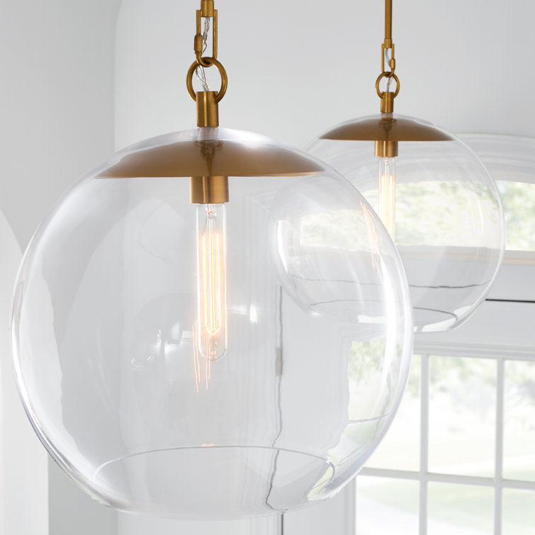 Burnished Brass Globe Pendant with Clear Glass Shade