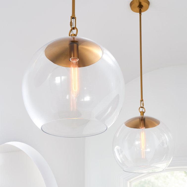 Burnished Brass Globe Pendant with Clear Glass Shade