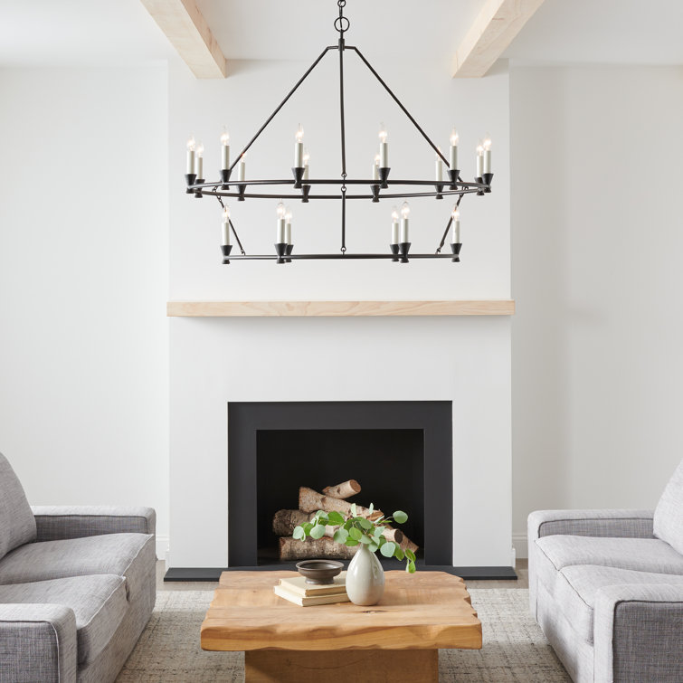 Keystone 18-Light Aged Iron Wagon Wheel Chandelier