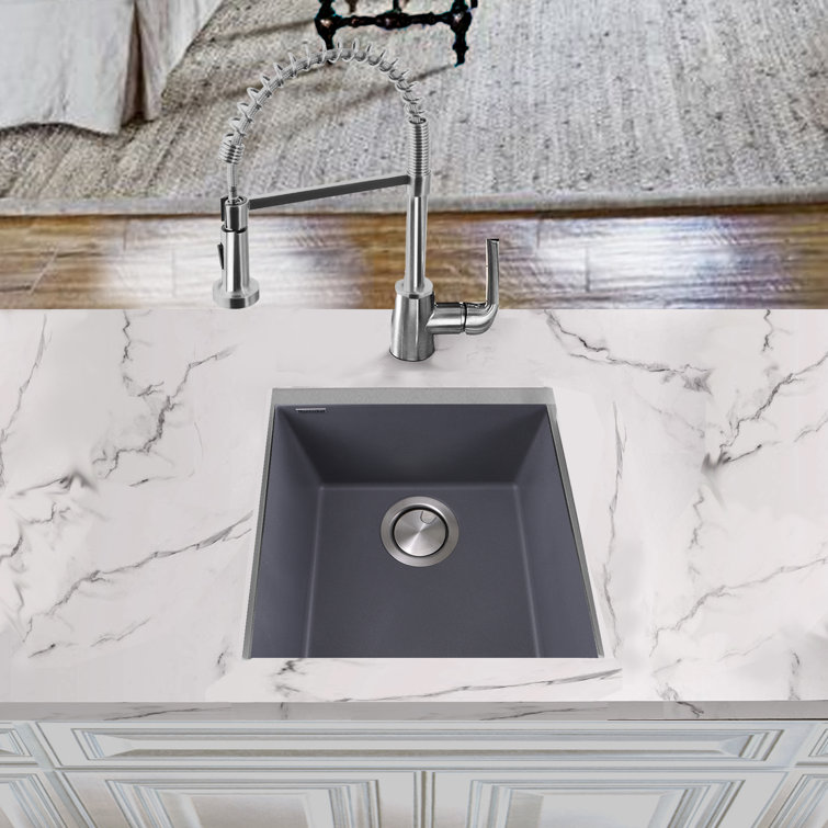 Titanium Gray Granite Undermount Single Bowl Kitchen Sink