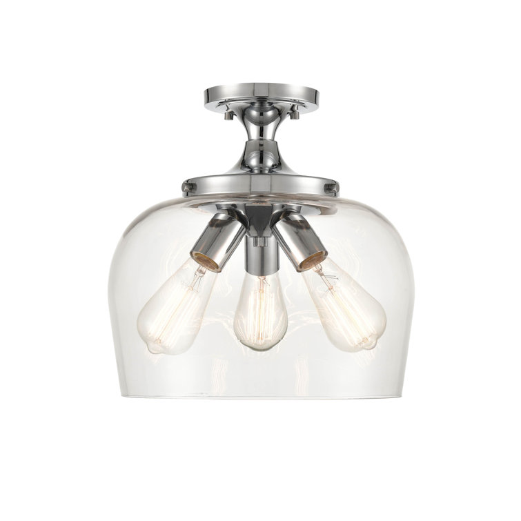 Cromkill 13" Modern Chrome Glass Semi-Flush Ceiling Bowl Light