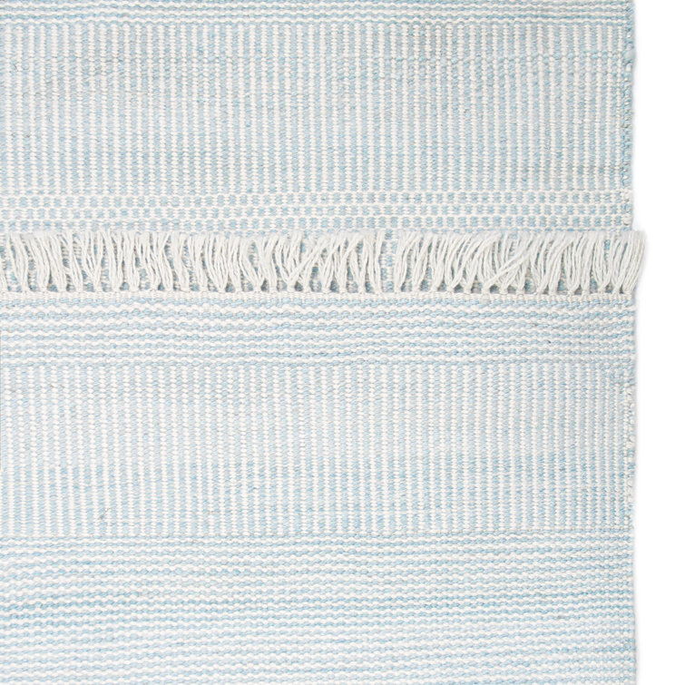 Aqua Flat Woven Handmade Synthetic Stripe Runner Rug