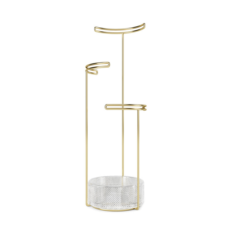 Tesora Gold and Glass Polished Jewelry Stand