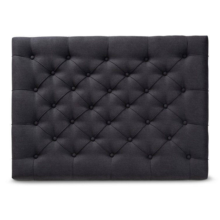 Charcoal Linen Fabric Tufted Cocktail Ottoman with Storage Shelf