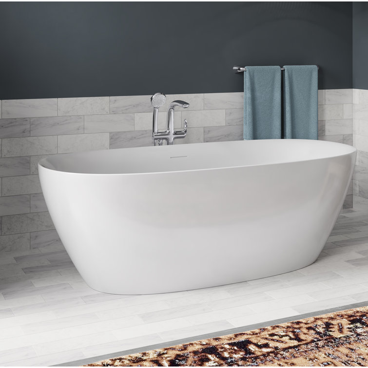 White Oval Freestanding Acrylic Soaking Bathtub