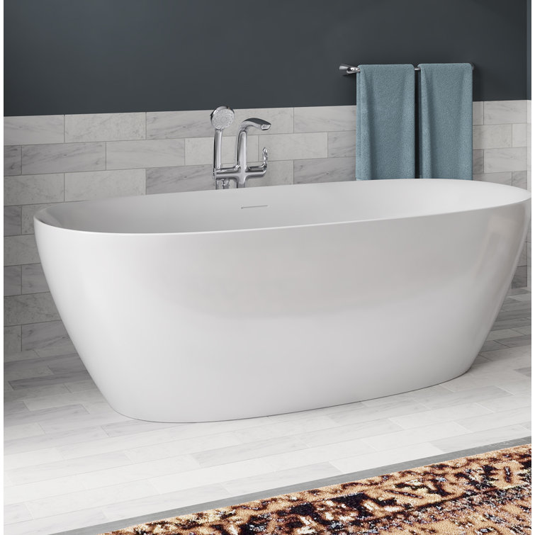 Unwind 67" White Acrylic Freestanding Soaking Bathtub