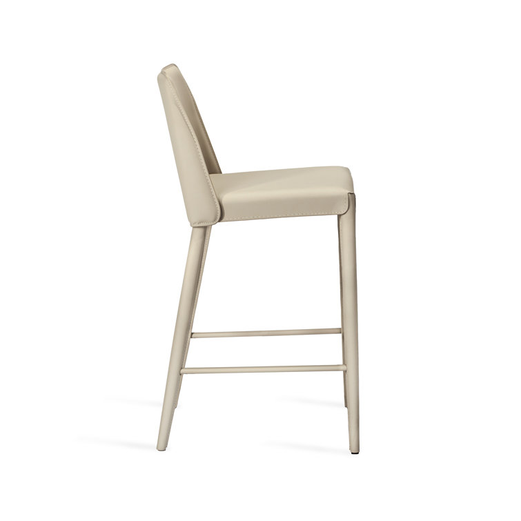 Mediterranean Sand 26'' Leather Counter Stool with Metal Frame