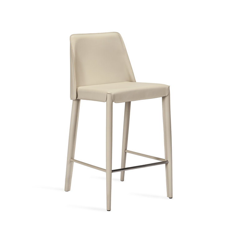 Mediterranean Sand 26'' Leather Counter Stool with Metal Frame