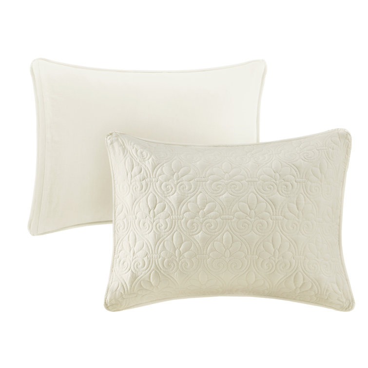 Cream Microfiber Queen Reversible Bedspread Set