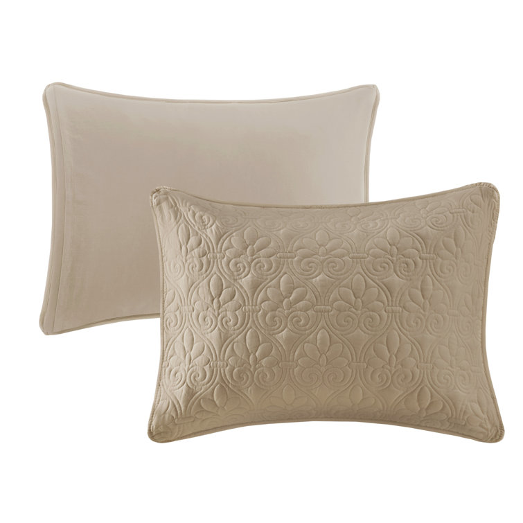 Cream Microfiber Queen Reversible Bedspread Set