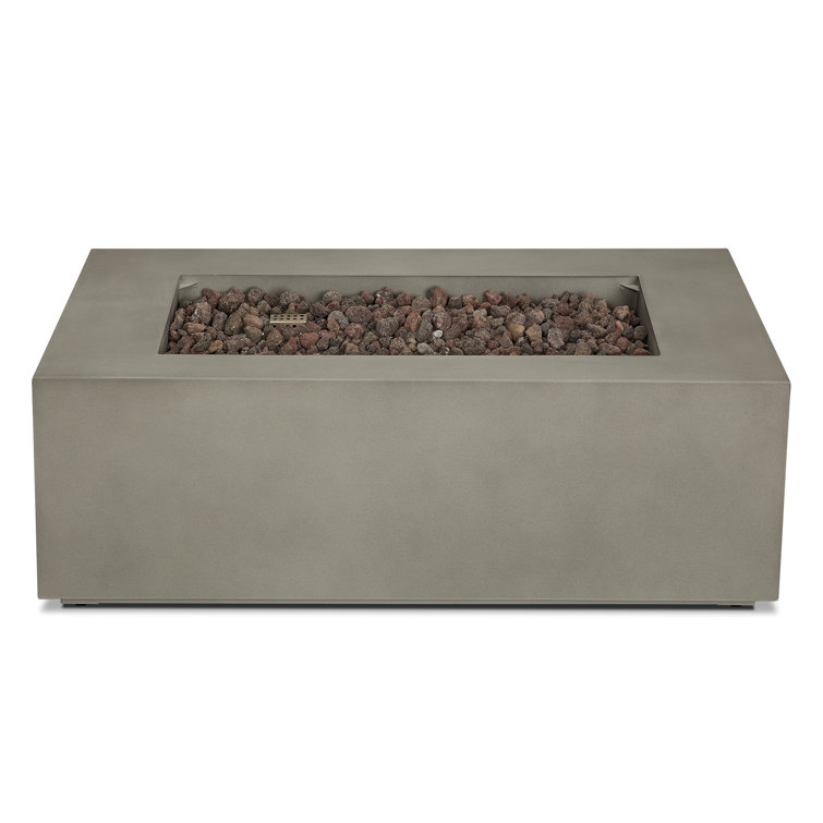 Mist Gray Rectangular Gas Fire Pit Table with Steel Frame