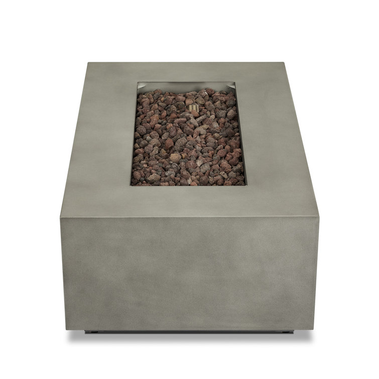 Mist Gray Rectangular Gas Fire Pit Table with Steel Frame