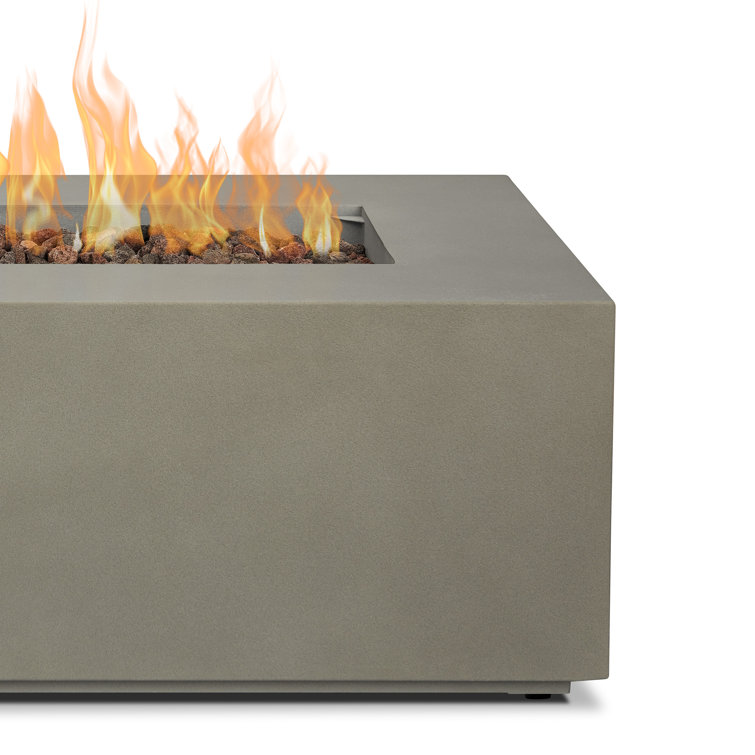 Mist Gray Rectangular Gas Fire Pit Table with Steel Frame