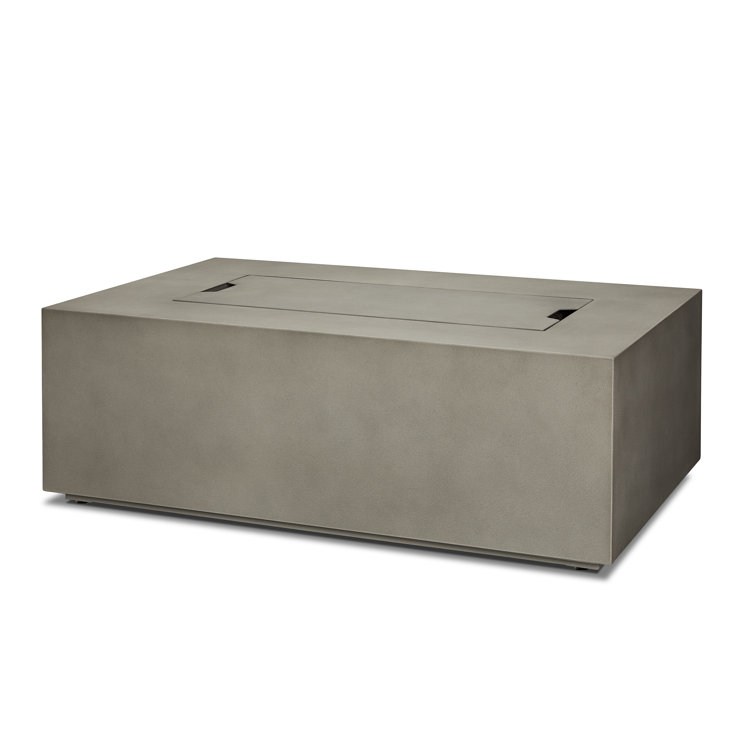 Mist Gray Rectangular Gas Fire Pit Table with Steel Frame