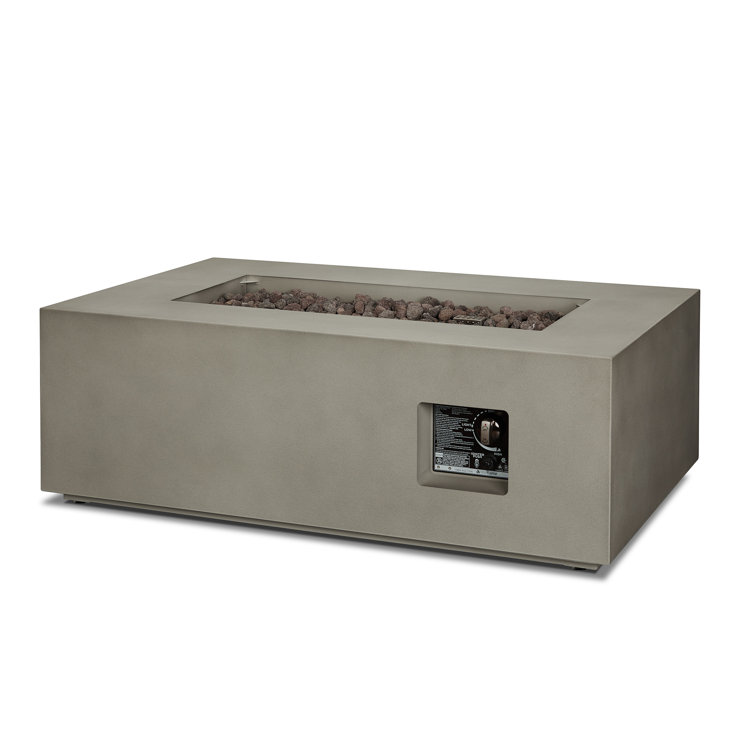 Mist Gray Rectangular Gas Fire Pit Table with Steel Frame