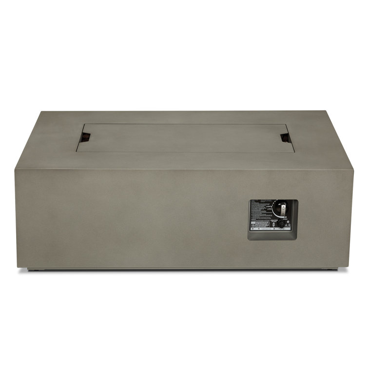 Mist Gray Rectangular Gas Fire Pit Table with Steel Frame