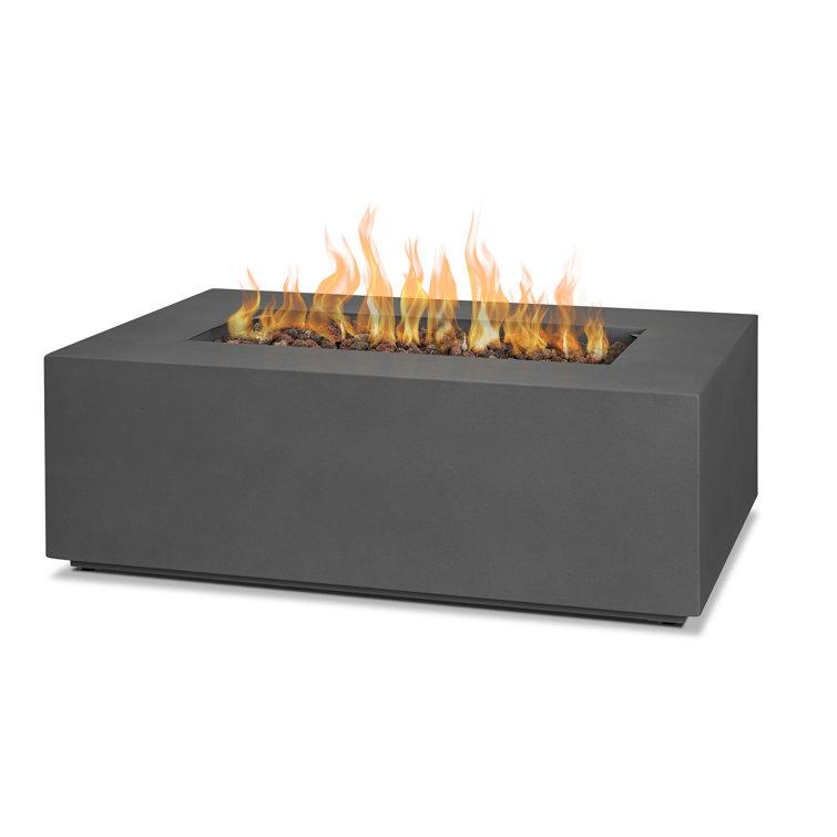 Weathered Slate Rectangular Gas Fire Pit Table