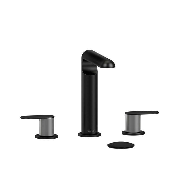 Ciclo Contemporary Black & Chrome Widespread Bathroom Faucet