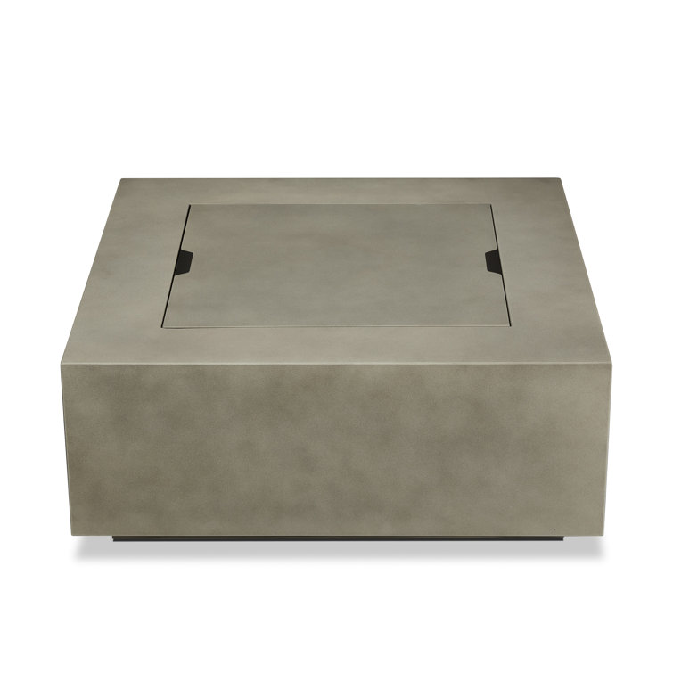 Mist Gray 40" Square Gas Fire Pit Table with Steel Lid