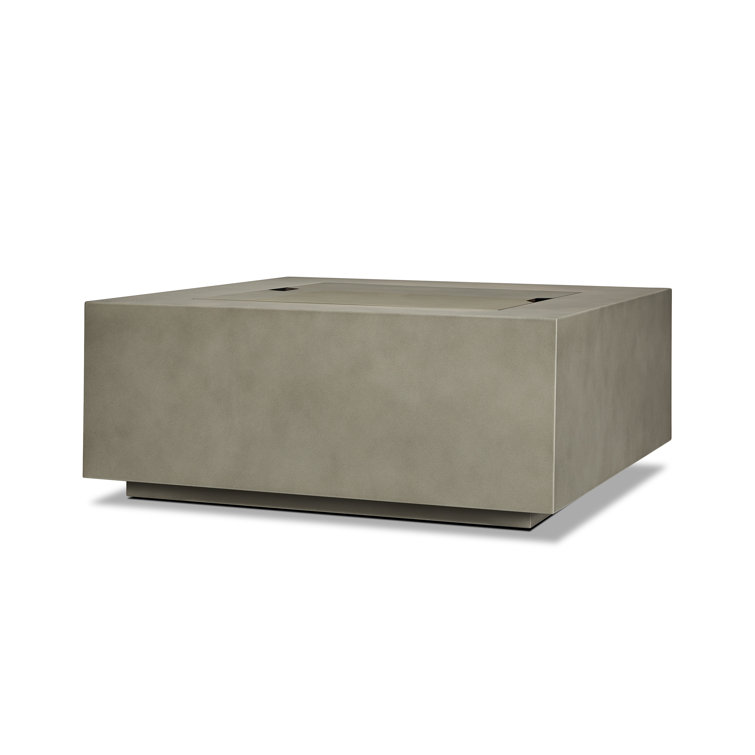 Mist Gray 40" Square Gas Fire Pit Table with Steel Lid