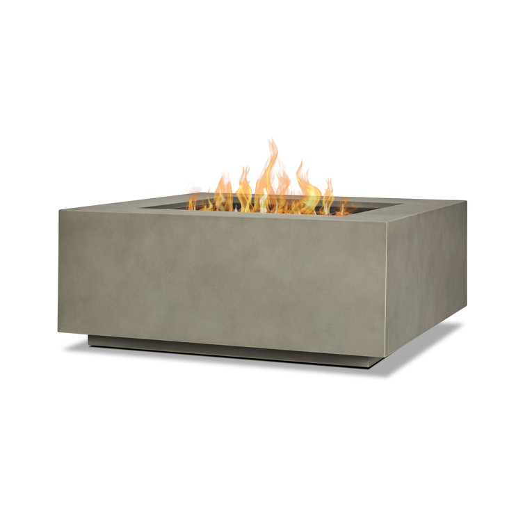 Mist Gray 40" Square Gas Fire Pit Table with Steel Lid
