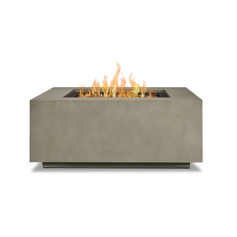 Mist Gray 40" Square Gas Fire Pit Table with Steel Lid