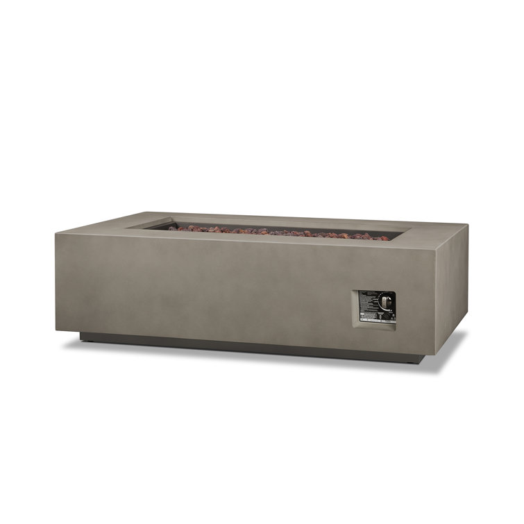 Mist Gray Rectangular Gas Fire Pit Table with Lava Rocks
