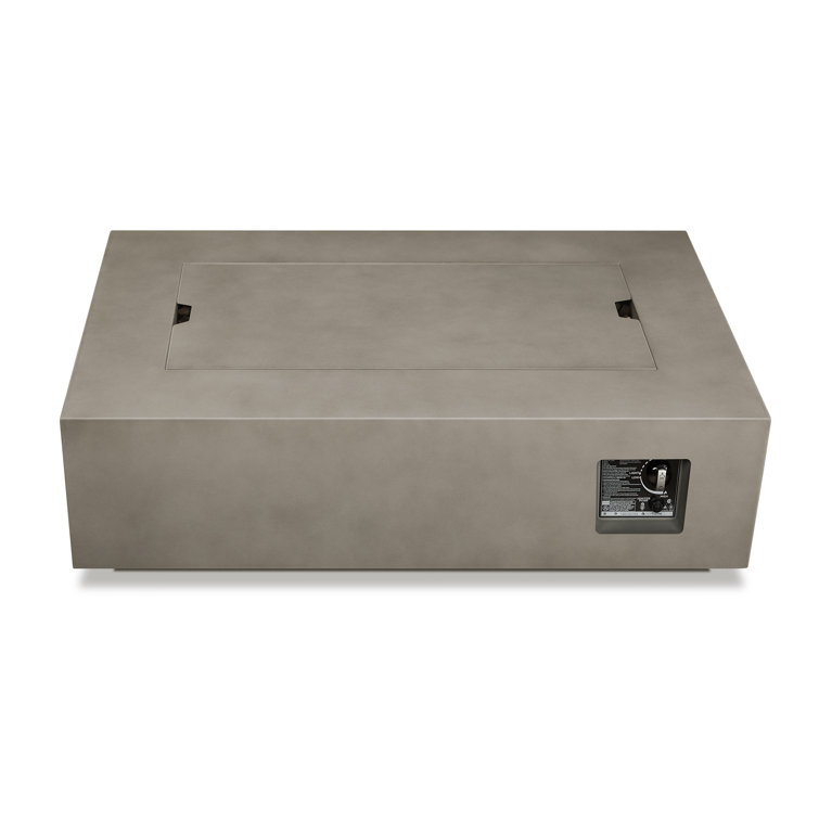 Mist Gray Rectangular Gas Fire Pit Table with Lava Rocks