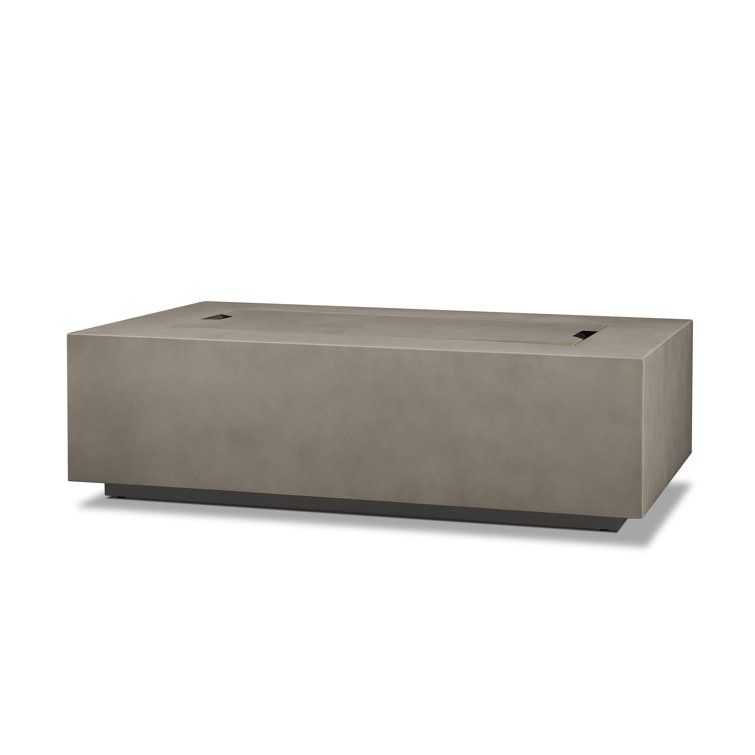 Mist Gray Rectangular Gas Fire Pit Table with Lava Rocks