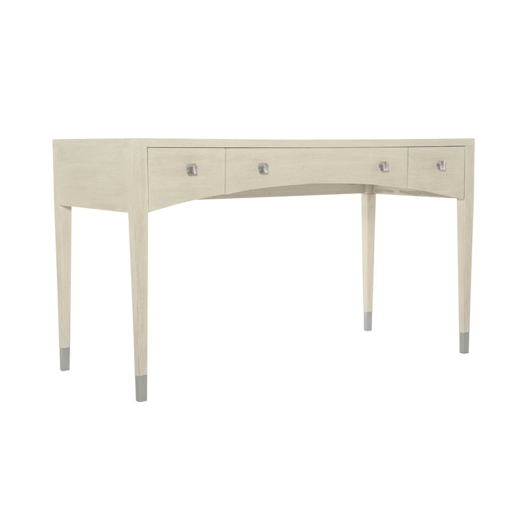 Cream Transitional Wood Home Office Desk with Three Drawers