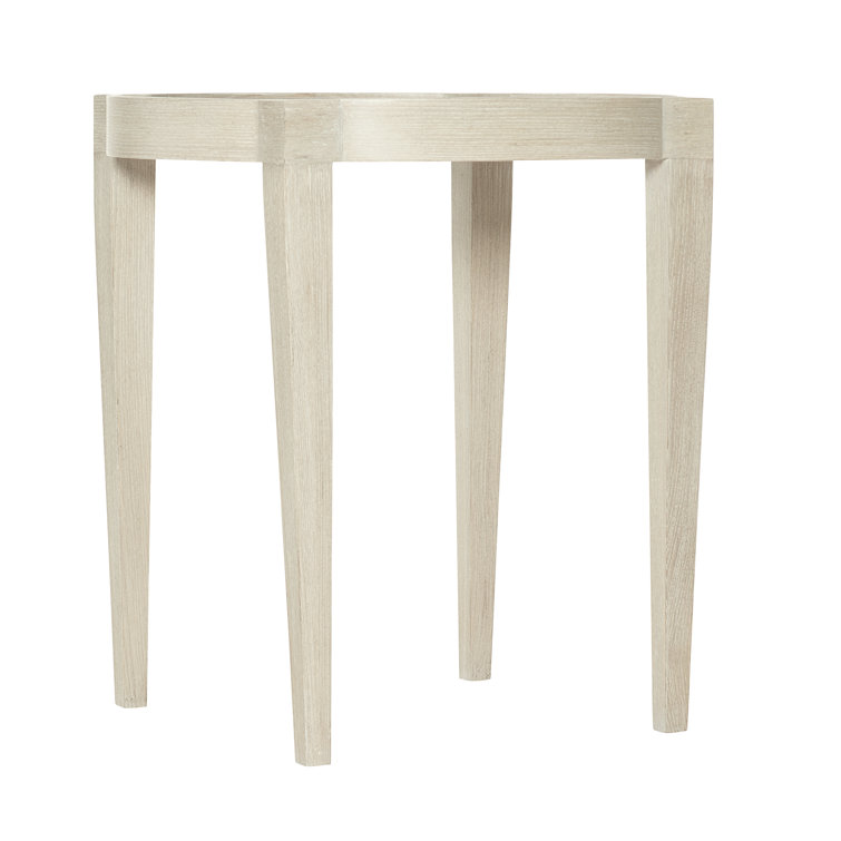Transitional Cream Round Wood Occasional End Table 22"