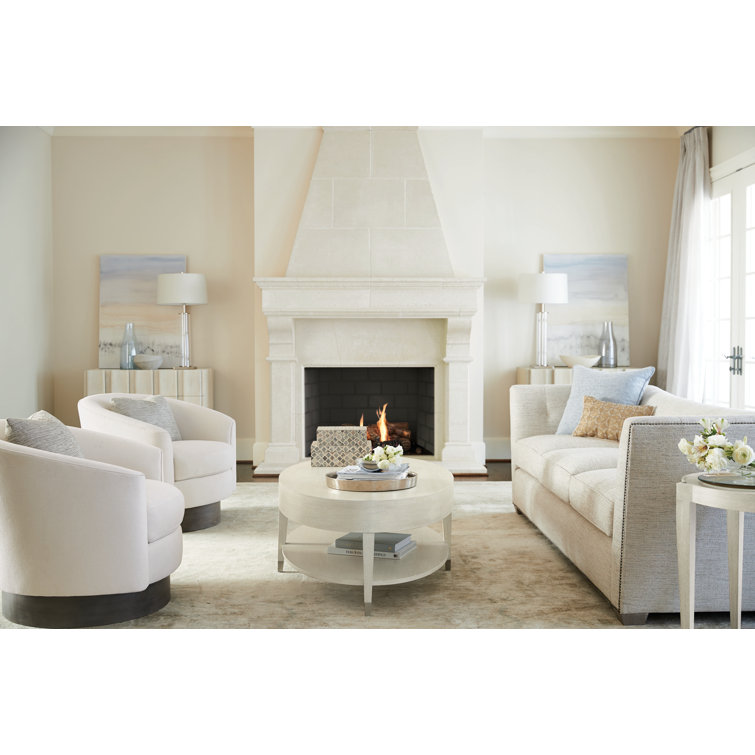 Transitional Cream Round Wood Occasional End Table 22"
