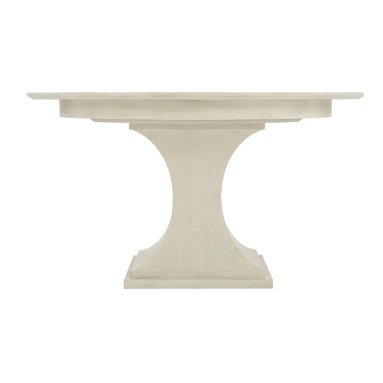 Cerused Linen White Round Extendable Wood Dining Table