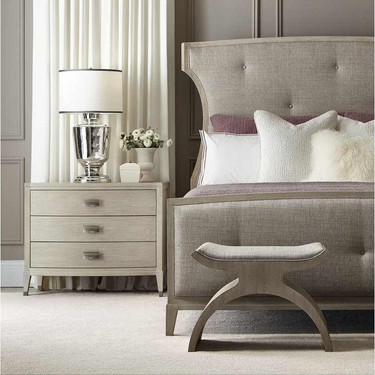 East Hampton Gray Upholstered Polyester Bedroom Bench