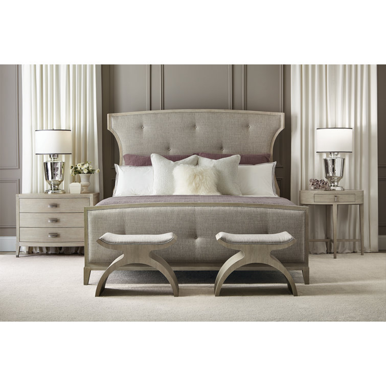 East Hampton Gray Upholstered Polyester Bedroom Bench