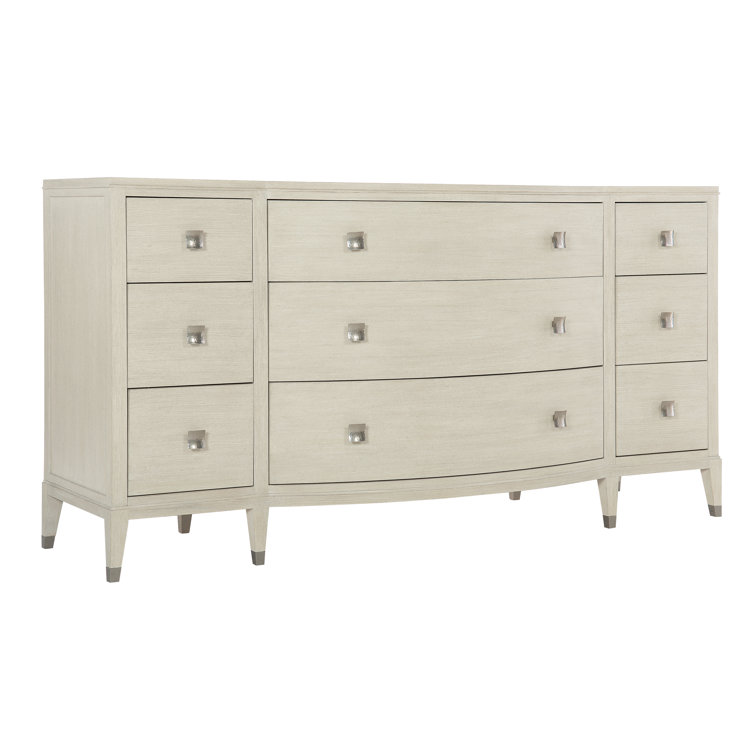 East Hampton Cream 9-Drawer Transitional Dresser with Silver Accents