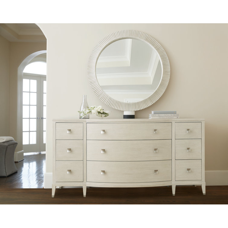 East Hampton Cream 9-Drawer Transitional Dresser with Silver Accents