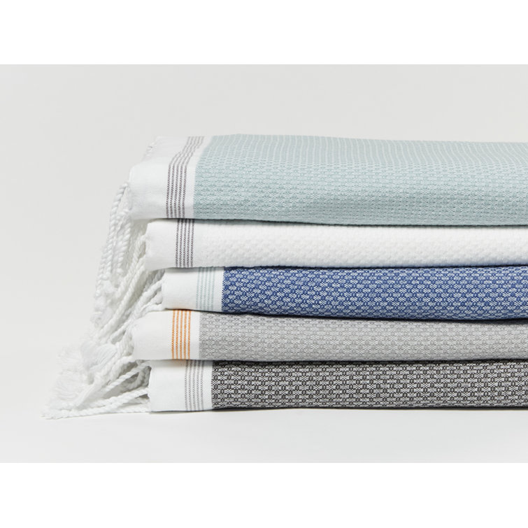 Lake Blue and Sea Spray Stripe Organic Turkish Cotton 6-Piece Towel Set