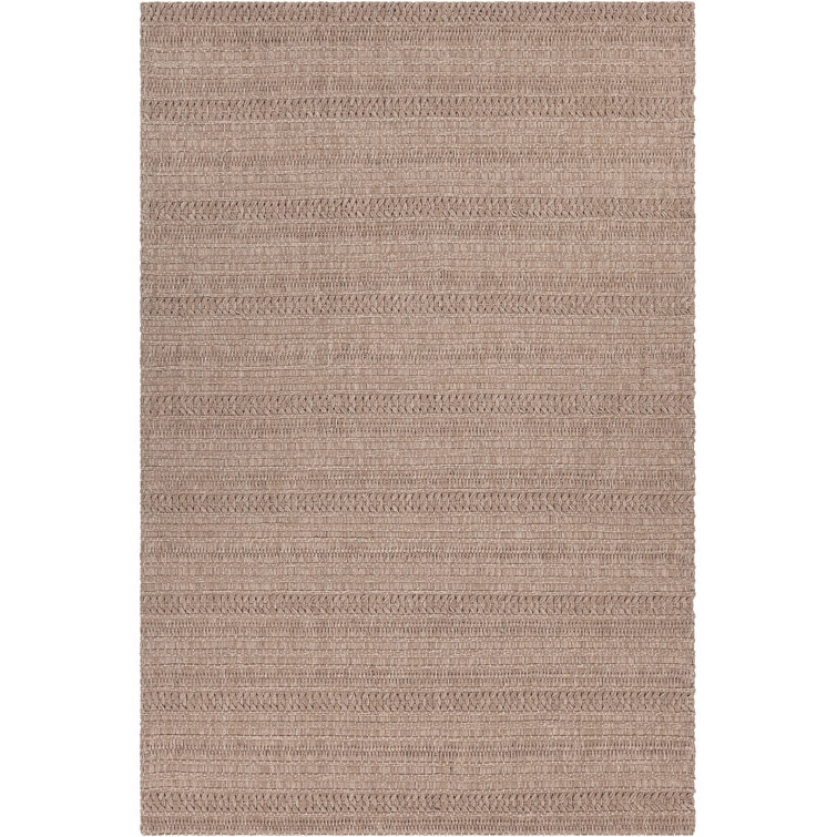 Taupe Rectangular Hand-Woven Wool Area Rug with Cotton Backing