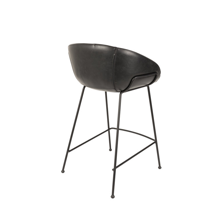 Elegant Black Faux Leather 26'' Counter Stool Set of 2