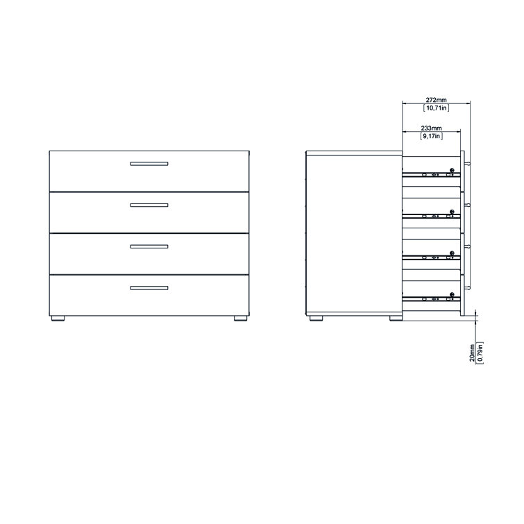 Austin 4-Drawer Sleek White Dresser with Metal Hardware